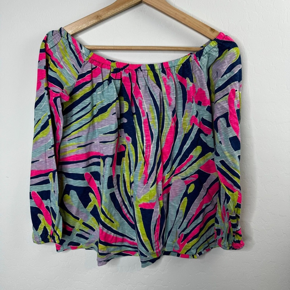 Lilly Pulitzer Enna‎ Knit Blouse Top Off The Shoulder 100% Cotton Resort Size XS
